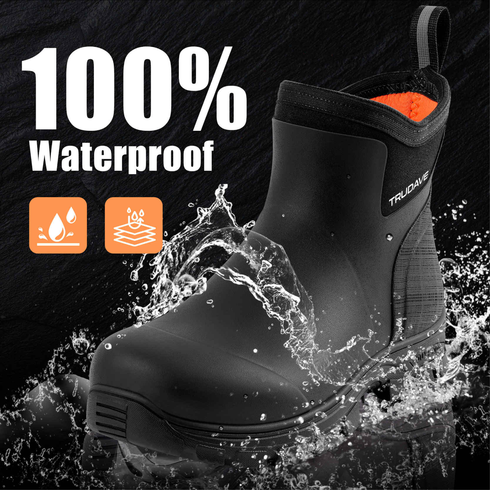 TRUDAVE Rain Boots Waterproof Garden Shoes - Back