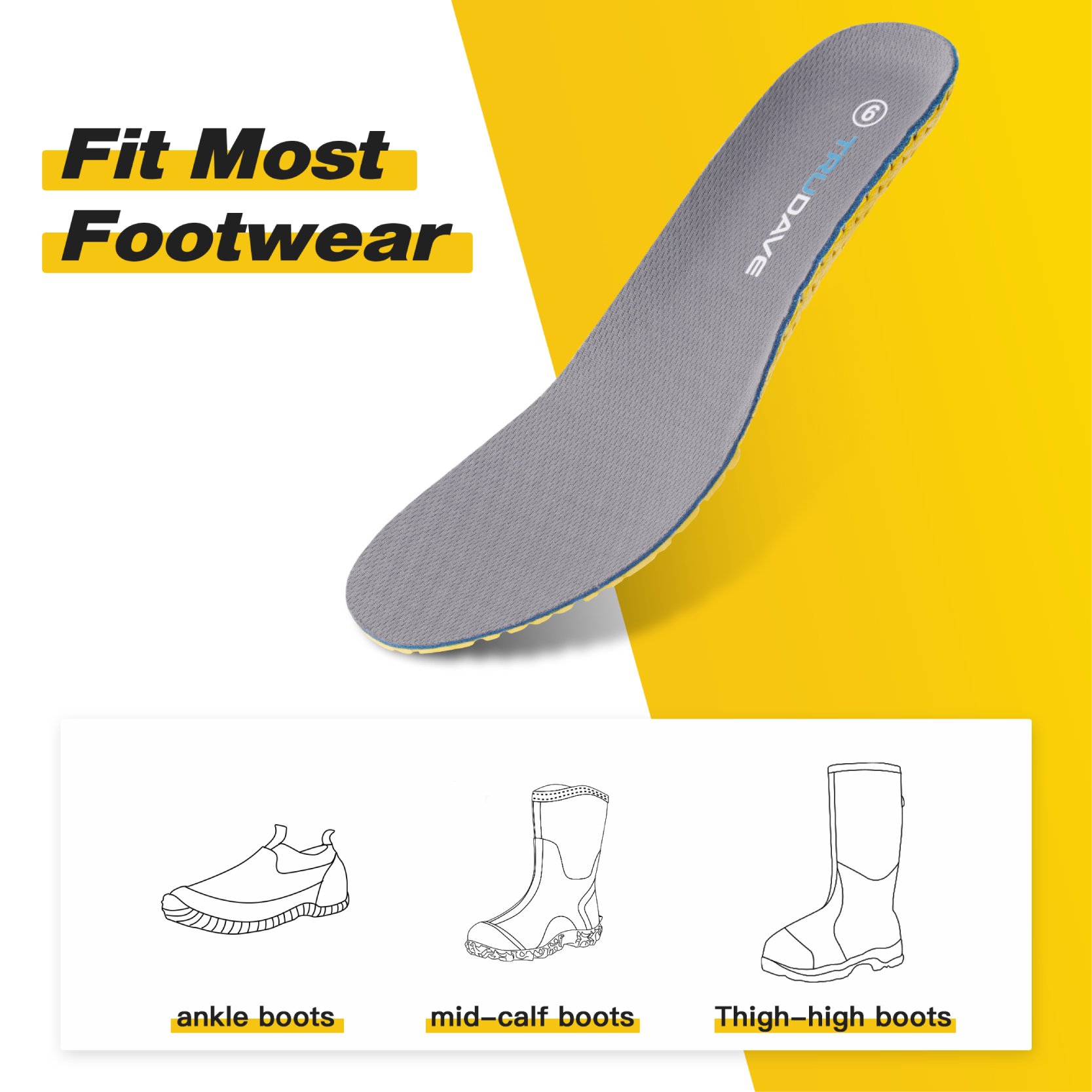 Memory Foam Insoles for Men and Women - Gray