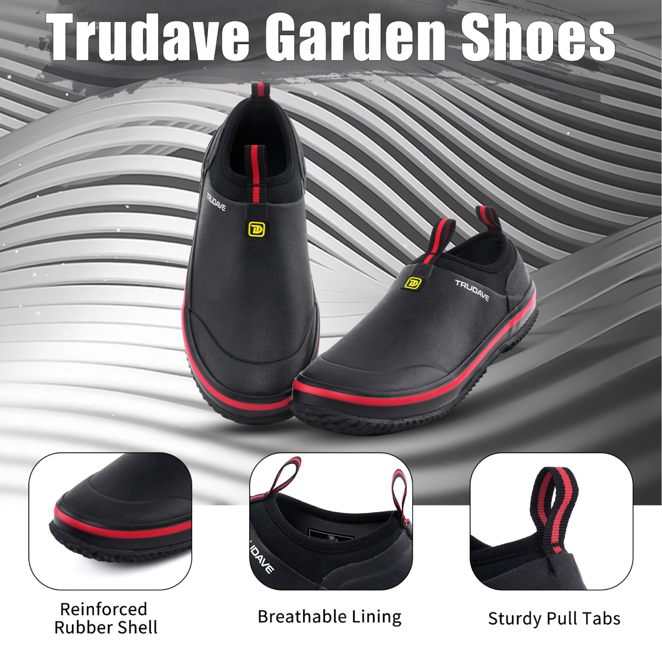 Trudave Waterproof Garden Shoes for Men & Women - Red