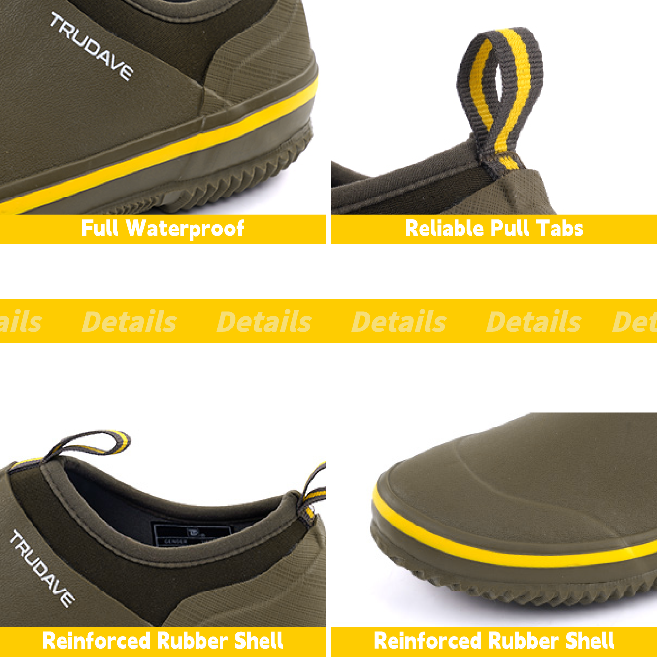 Trudave Waterproof Garden Shoes for Men & Women - Yellow