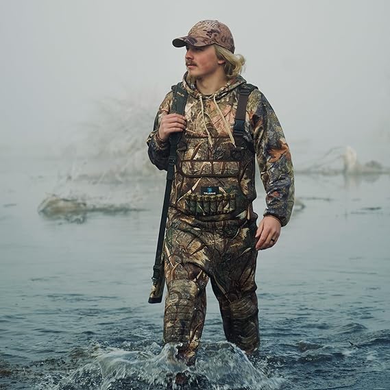 Trudave Reed Grass Chest Waders, Neoprene Fishing Waders with Boots Hanger & 600G Insulated