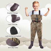 Trudave Lightweight Kids Chest Waders with Boots-Camo