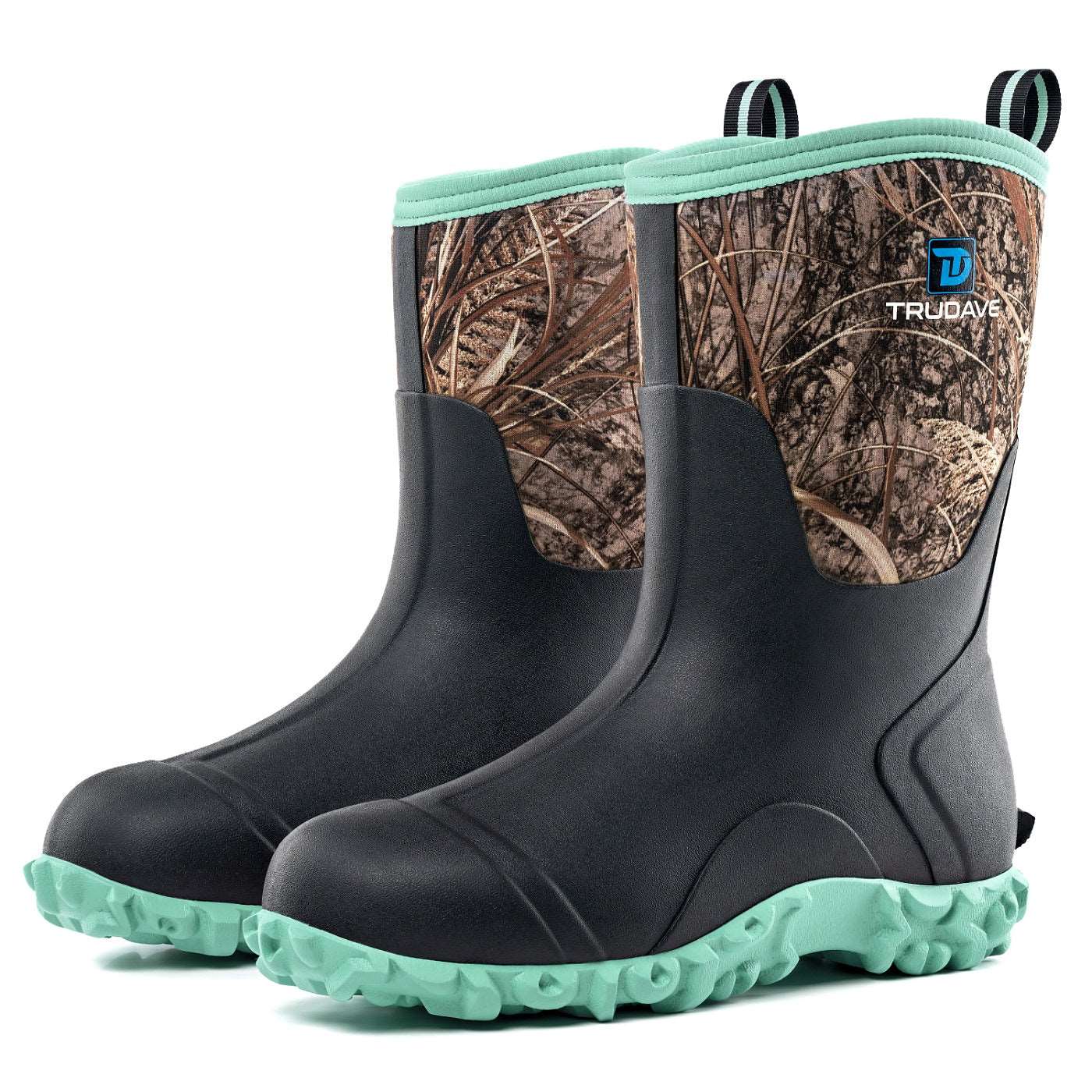 Trudave Green Camo Short Rubber Boots for Women