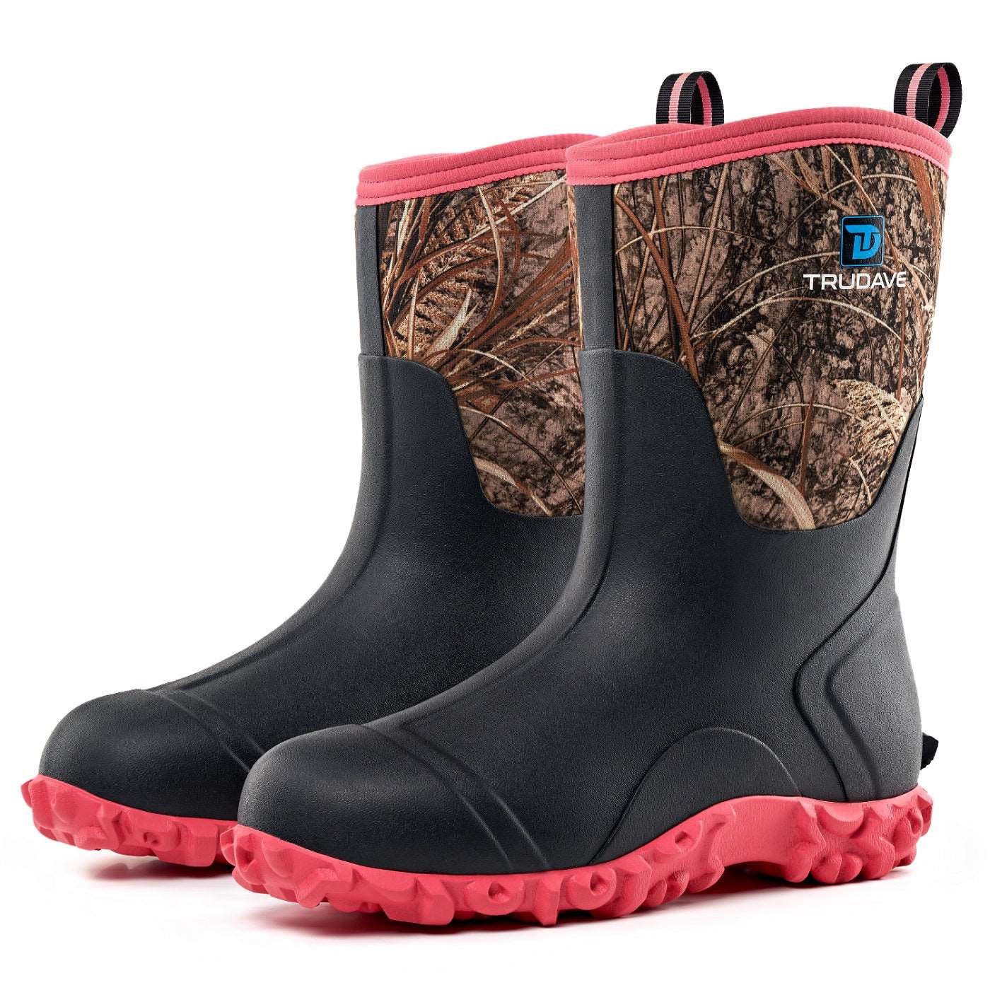 Trudave Pink Camo Rubber Rain Boots for Women