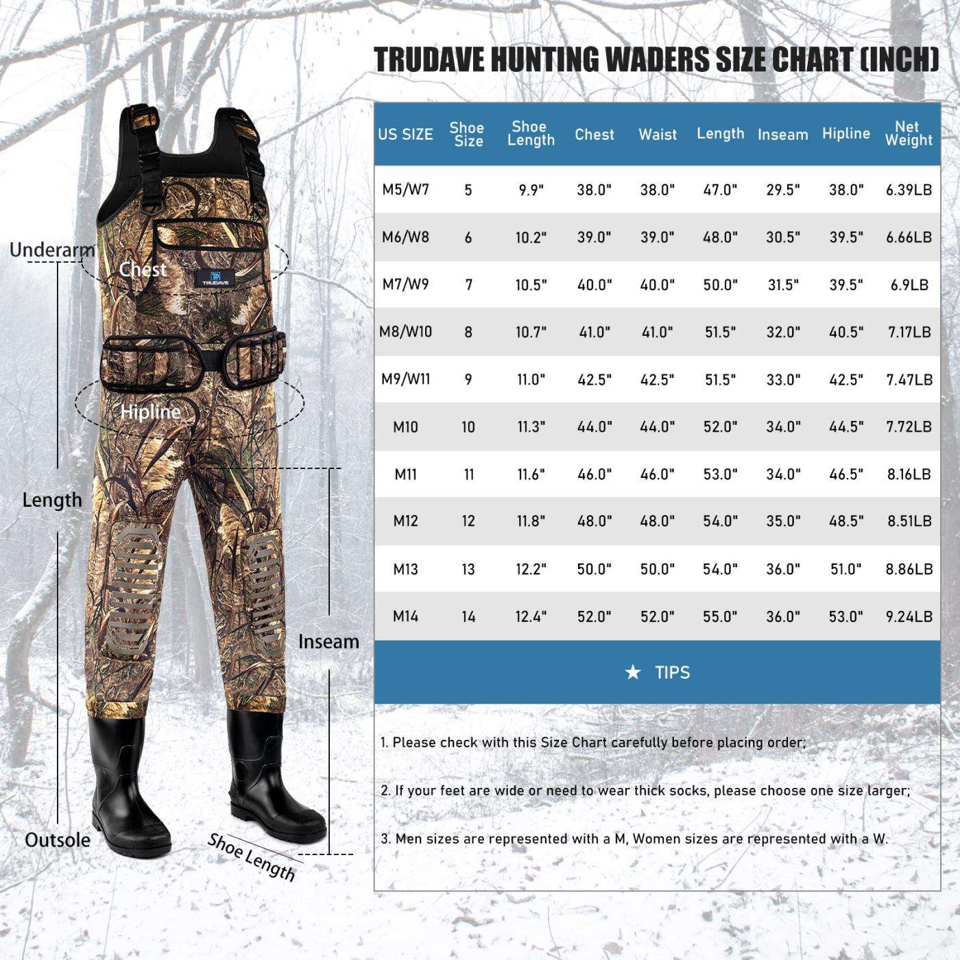 Trudave Real Grass Men's Chest Waders with Boots for Hunting