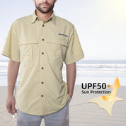 Trudave Men's Short Sleeve Fishing Shirts, UPF 50+ Sun Protection & Quick Dry Shirts for Hiking Camping Beach